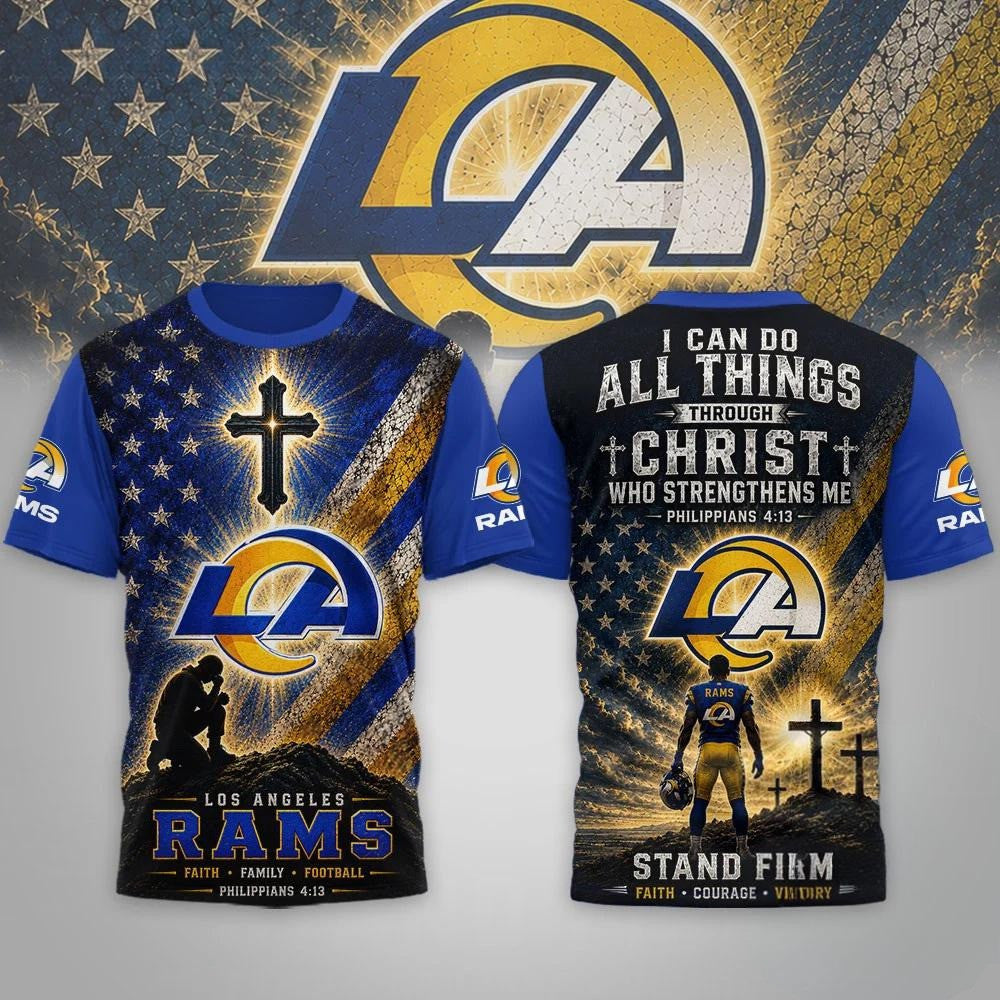Los Angeles Rams 2026 Faith Family Football T-Shirt LA Rams Merch Best Gift For Christian - Merchluma