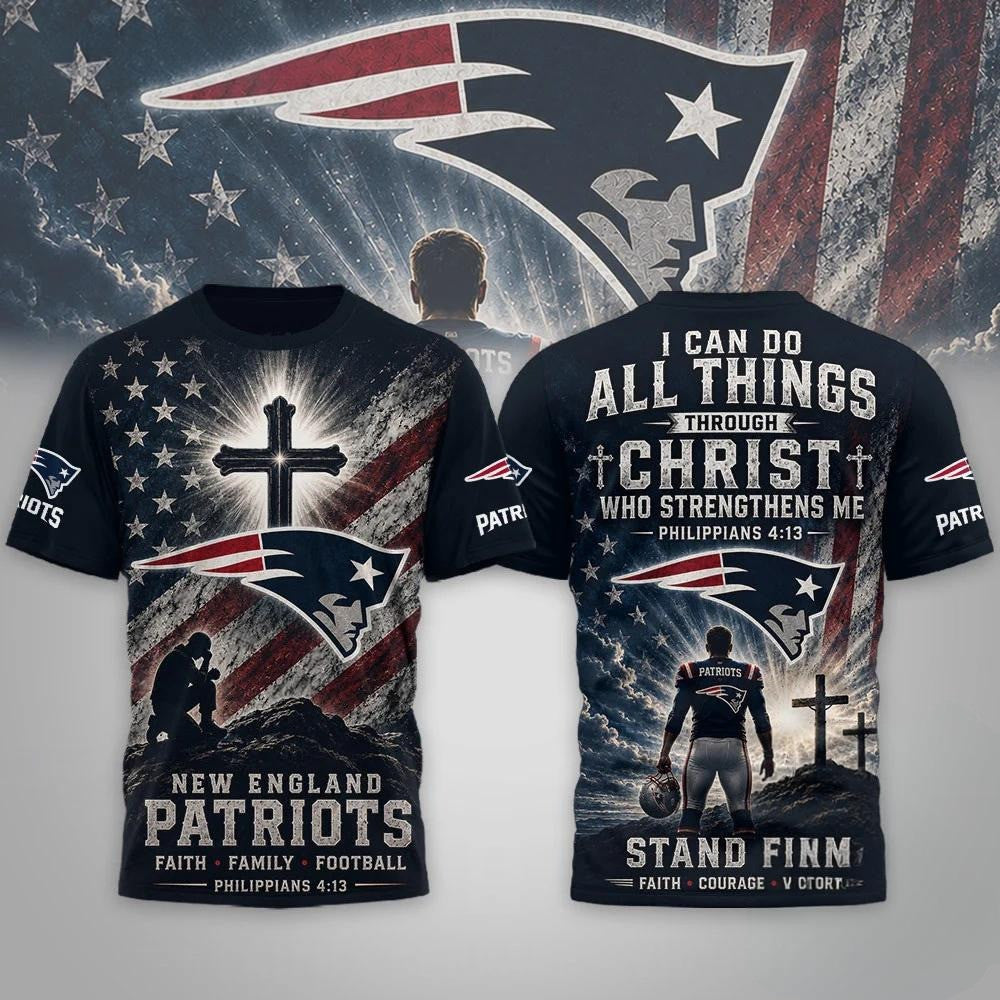 New England Patriots 2026 Faith Family Football Shirt NE Patriots Merch Gift For Christian - Merchluma