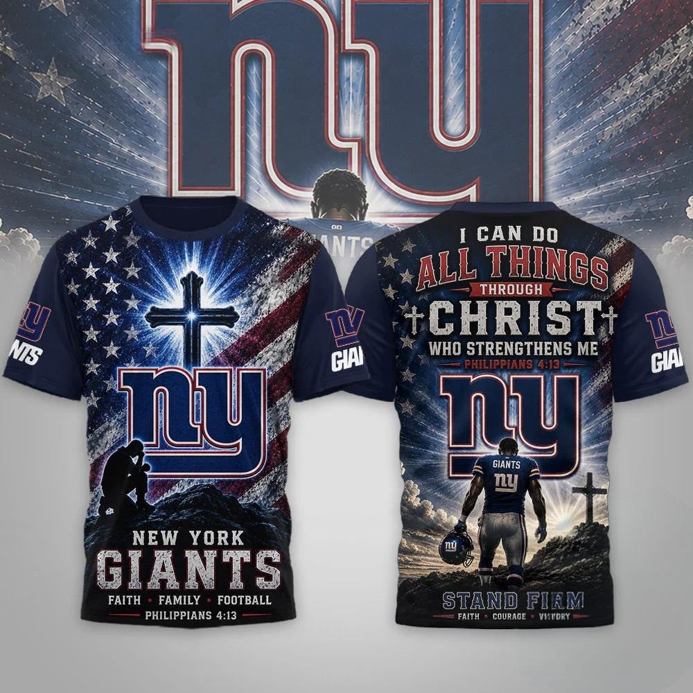 New York Giants 2026 Faith Family Football T-Shirt NY Giants Merch Gift Ideas For Christian - Merchluma