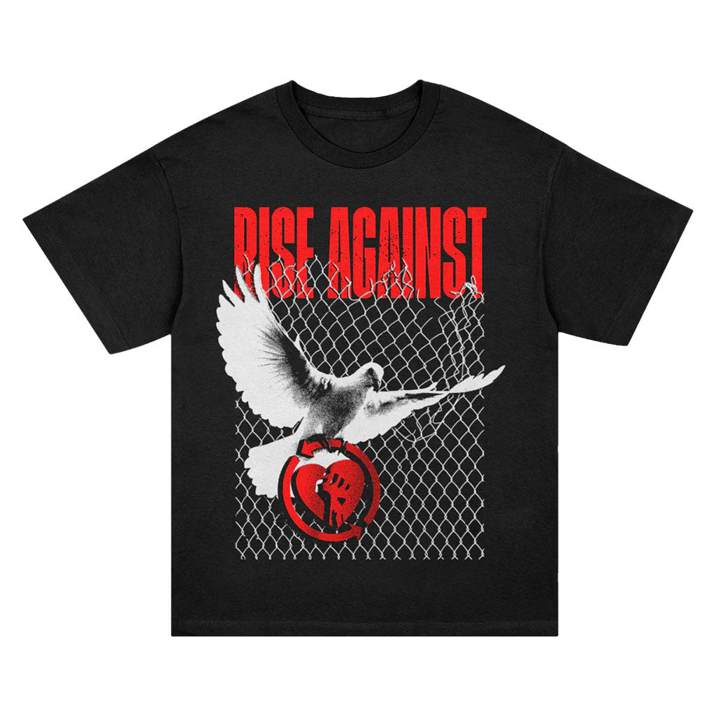 Rise Against Merch 2026 Caged Dove T-Shirt Black Rise Against Shirt Gift For Band Fans - Merchluma