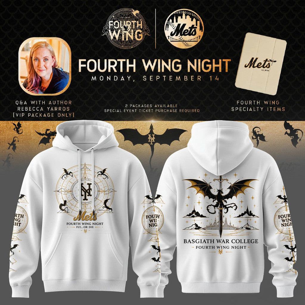 New York Mets Fourth Wing Night 2026 White Hoodie Fly Or Die Hoodie NY Mets Merch Gift For Fans - Merchluma