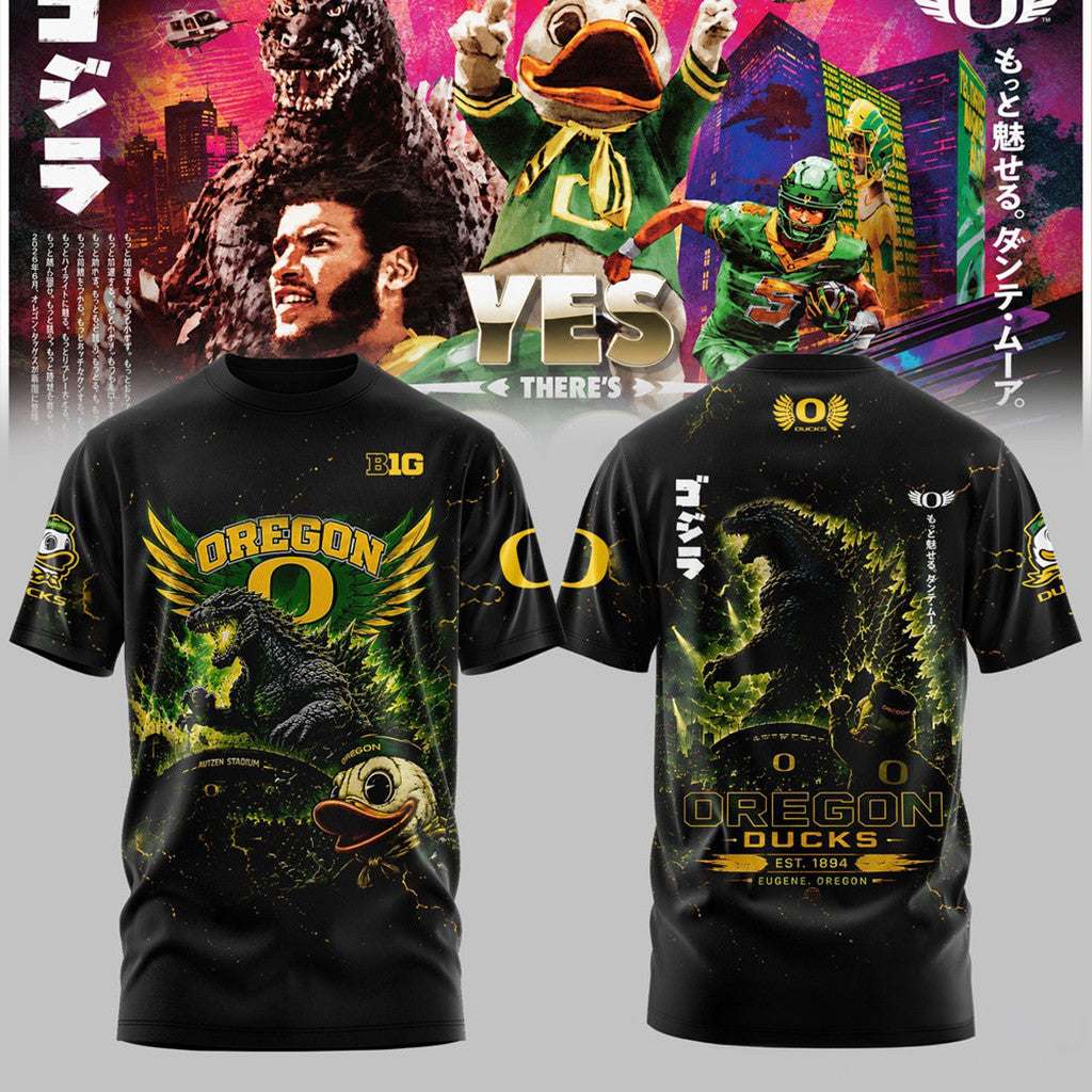 Oregon Ducks X Godzilla 2026 Shirt Oregon Ducks Merch Football Fan Gear Gifts For Husband - Merchluma