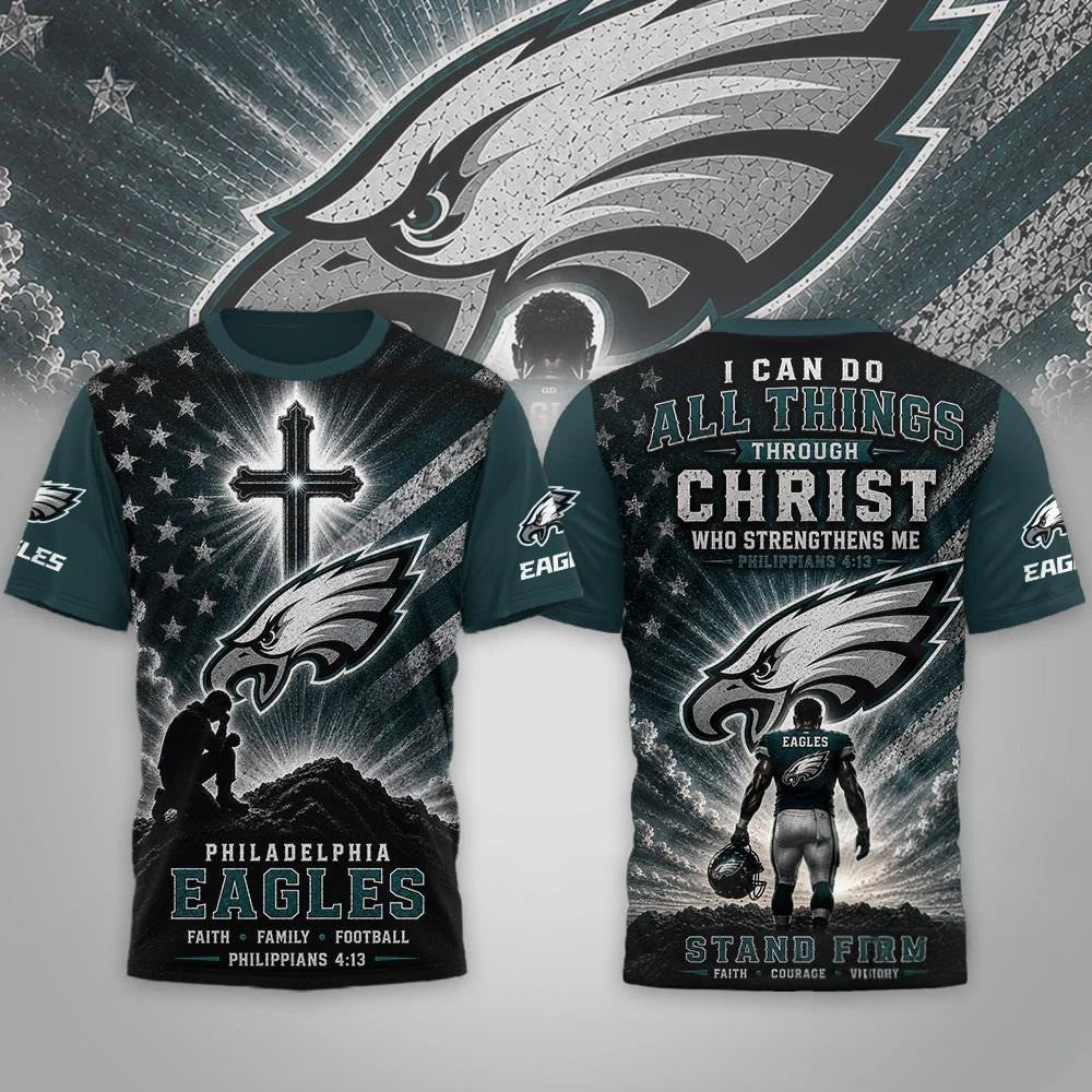 Philadelphia Eagles 2026 Faith Family Football T-Shirt Philly Eagles Merch Christian Gifts - Merchluma