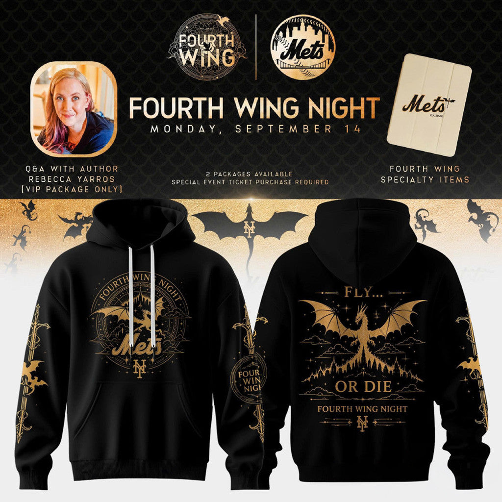 New York Mets Fourth Wing Night 2026 Black Hoodie Fly Or Die Hoodie NY Mets Merch Fan Gifts - Merchluma