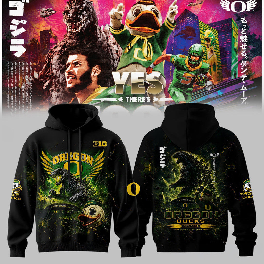 Oregon Ducks X Godzilla 2026 Hoodie Oregon Ducks Merch Presents For Football Fans - Merchluma