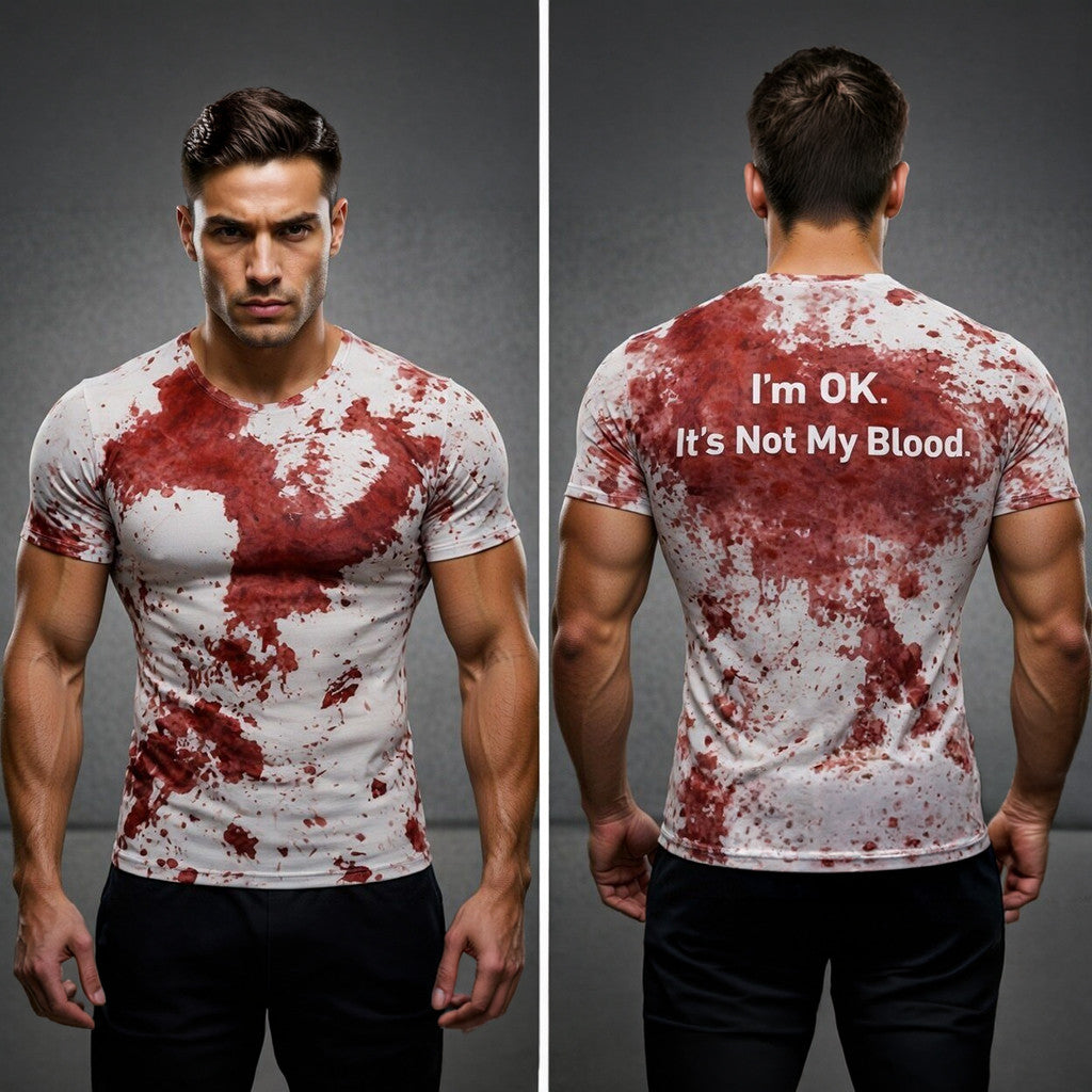 Im Ok It's Not My Blood Compression Shirt Bloody Halloween Costume Rash Guard Gift For Him - Merchluma