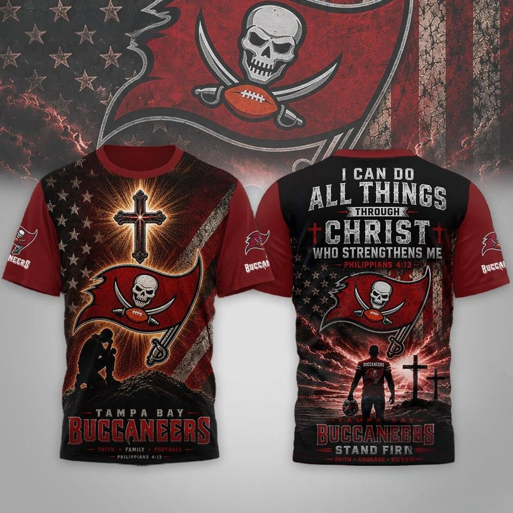 Tampa Bay Buccaneers 2026 Faith Family Football T-Shirt Buccaneers Merch Religious Apparel - Merchluma