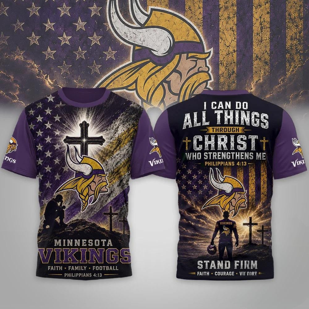 Minnesota Vikings Faith Family Football Shirt 2026 Minnesota Vikings Merch Gift For Religious - Merchluma