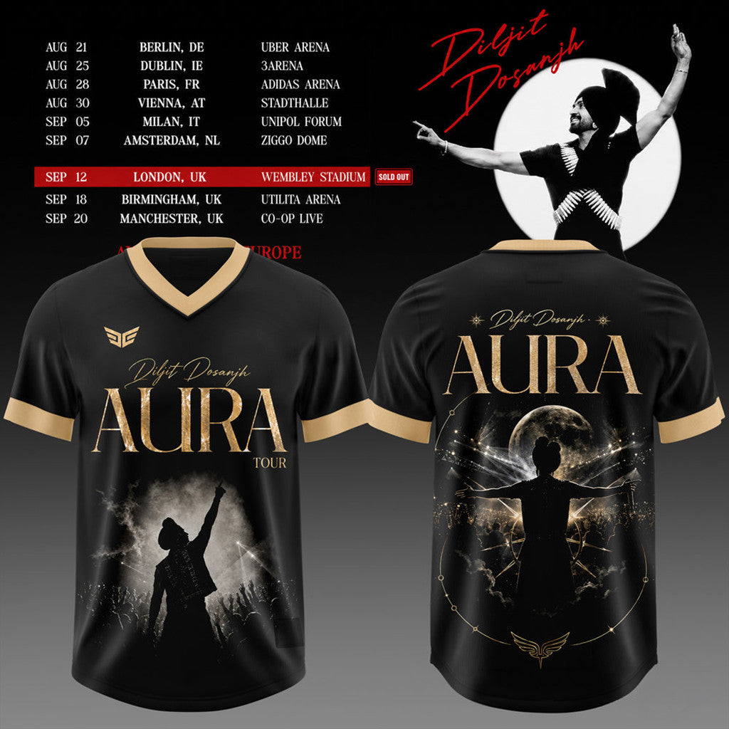 Diljit Dosanjh Aura World Tour 2026 Jersey Shirt Diljit Dosanjh Merch Best Gift For Music Lover - Merchluma