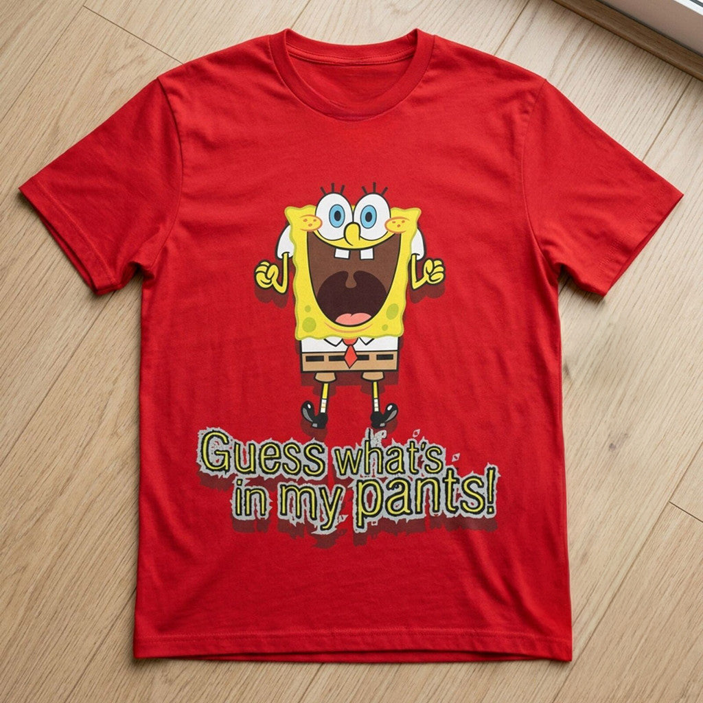 Spongebob Squarepants Guess Whats In My Pants Shirt Adult Funny Clothing Gift For Him - Merchluma