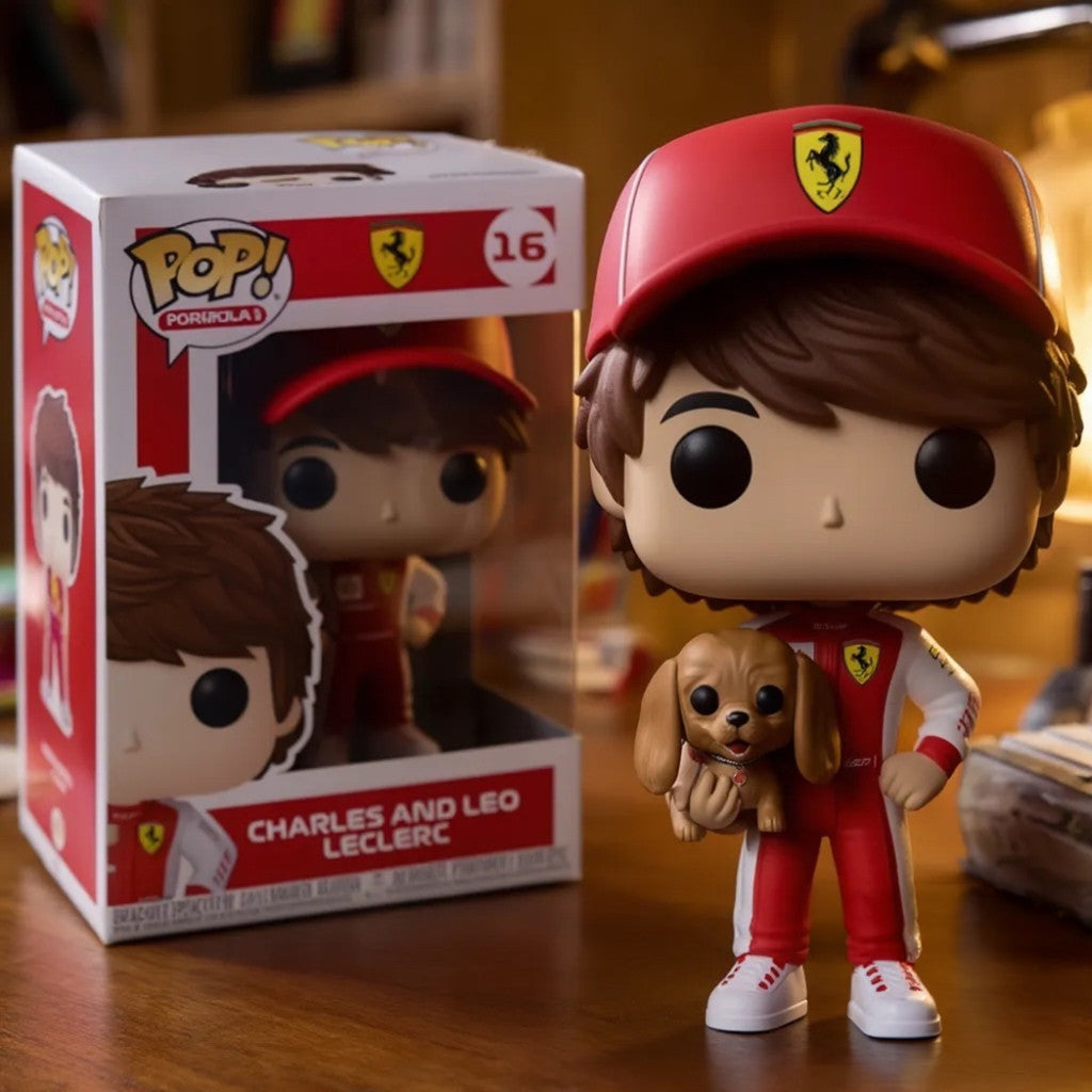 Charles Leclerc And Leo Puppy Ferrari Formula 1 Funko Pop 2026 Charles Leclerc Merch Fan Gifts - Merchluma