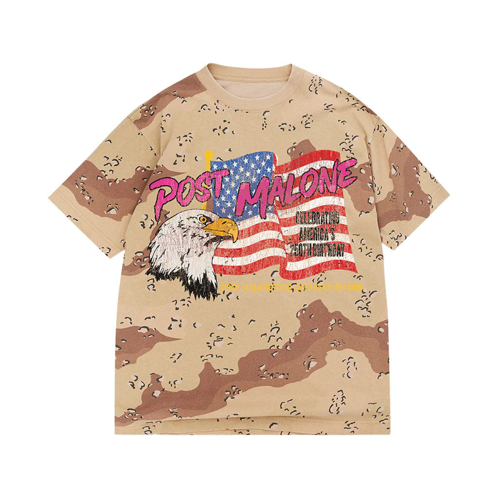 Post Malone Merch 2026 America's 250th Birthday Desert Camo Shirt Big Ass Stadium Tour Merch - Merchluma