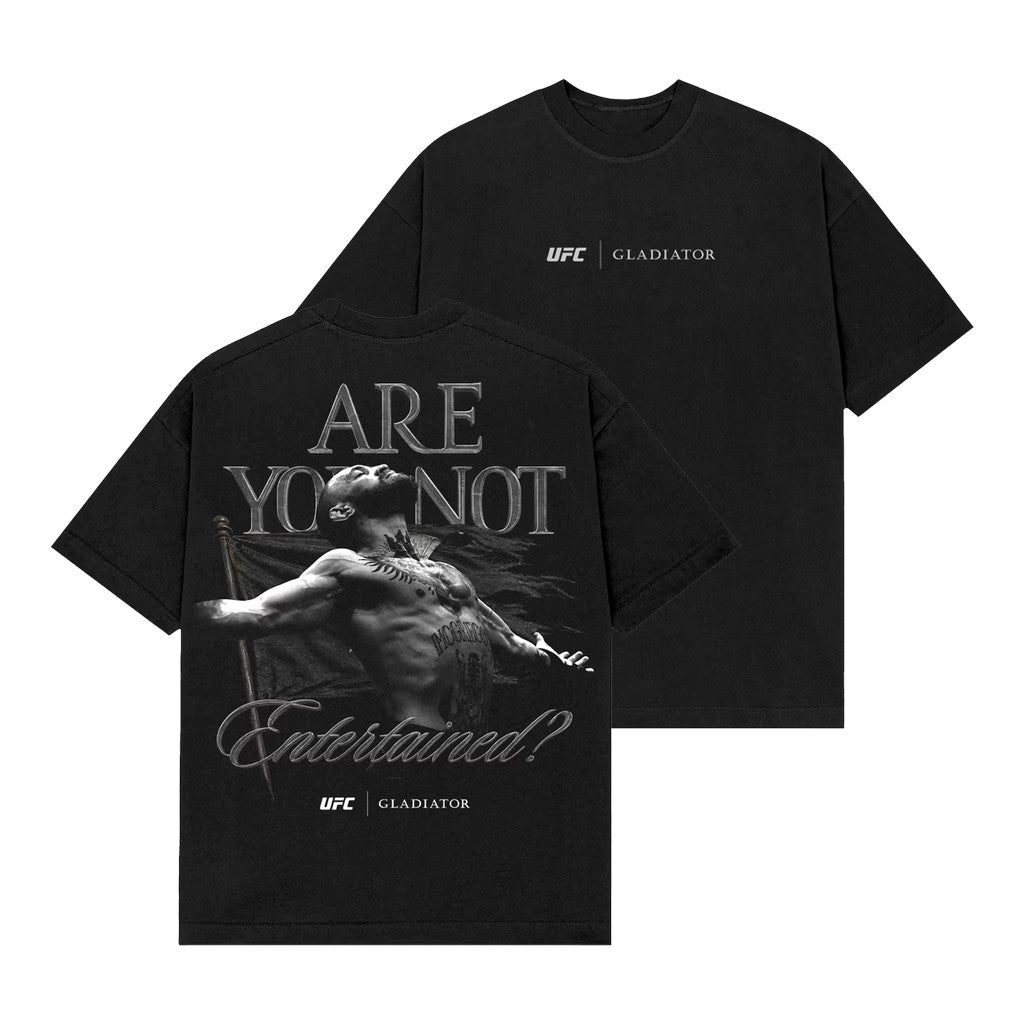 UFC Merch 2026 Black UFC X Gladiator Entertained T-Shirt Birthday Gift Ideas For Husband - Merchluma