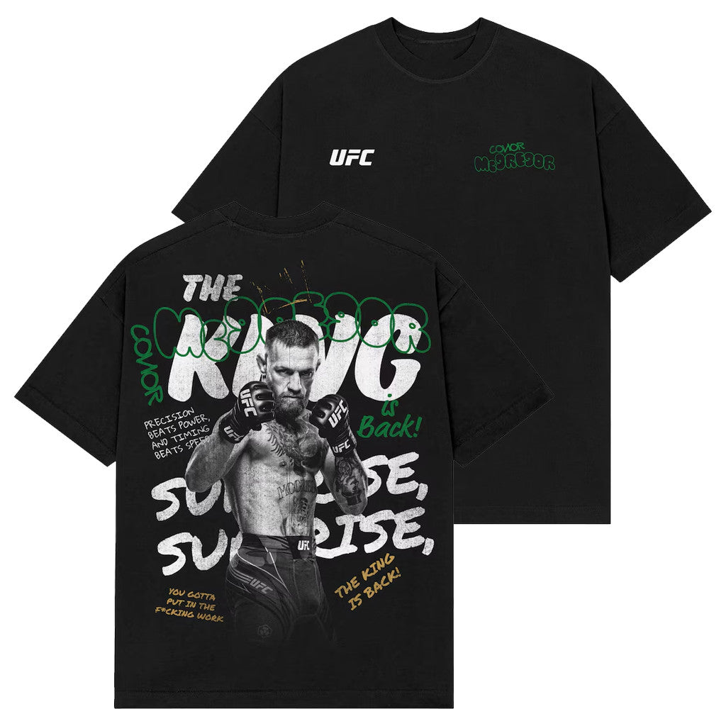 UFC Merch 2026 Conor McGregor King T-Shirt The King Is Back Shirt Conor McGregor Merch Black - Merchluma