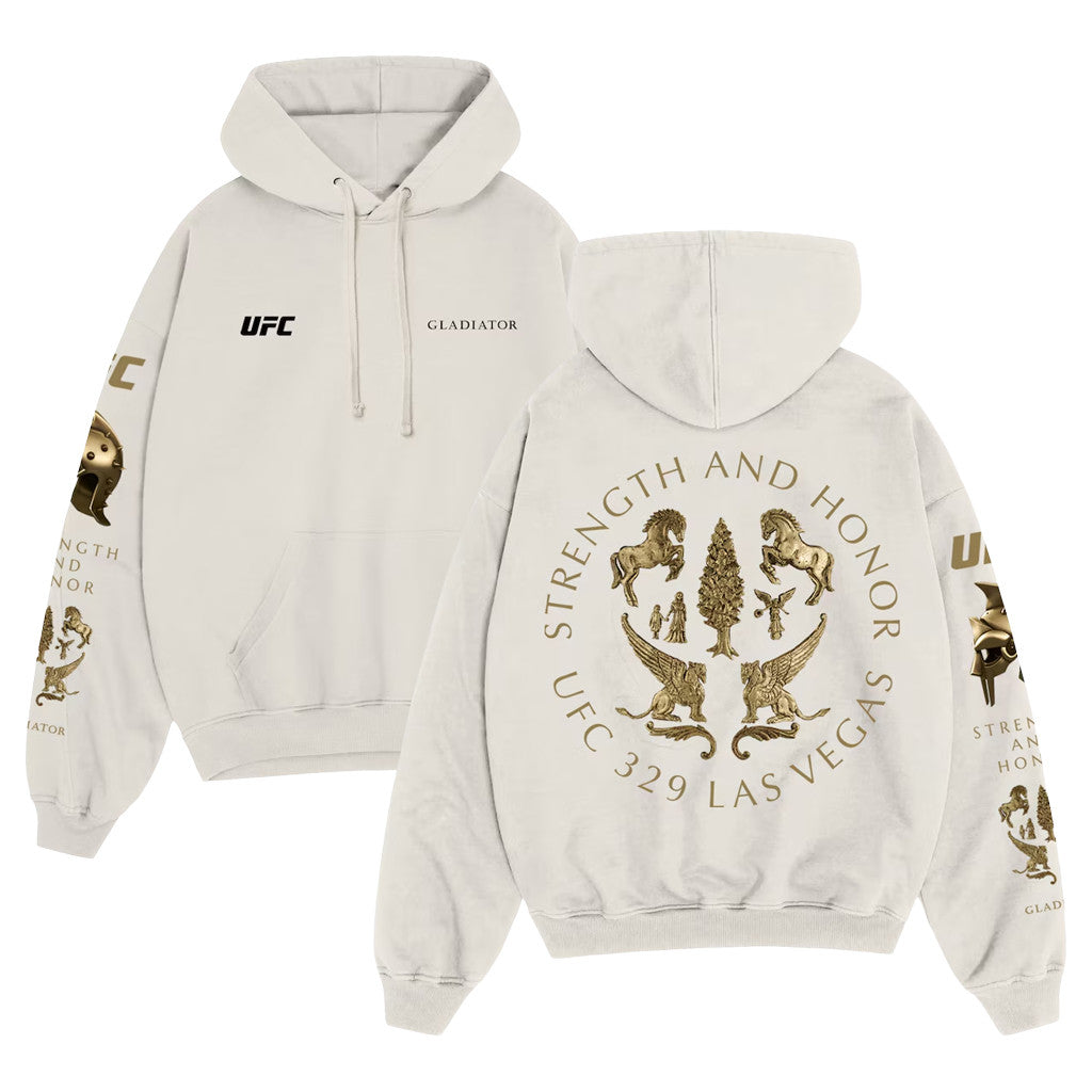 UFC Merch 2026 UFC 329 X Gladiator Strength And Honor Hoodie Birthday Gift Ideas For Husband - Merchluma