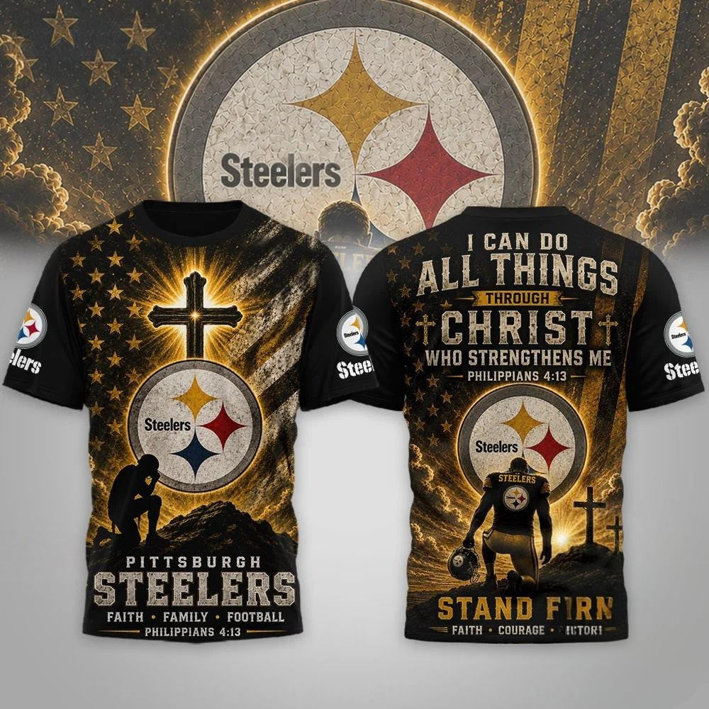 Pittsburgh Steelers Faith Family Football Shirt Steelers Merch Football Fan Gift Ideas - Merchluma