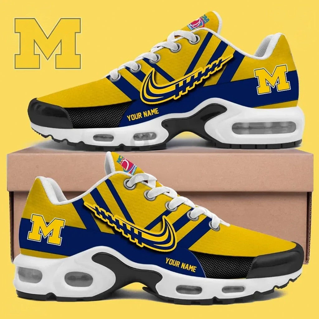 Personalized Michigan Wolverines Yellow And Blue Shoes Sneakers 2026 Wolverines Merch Fan Gifts - Merchluma