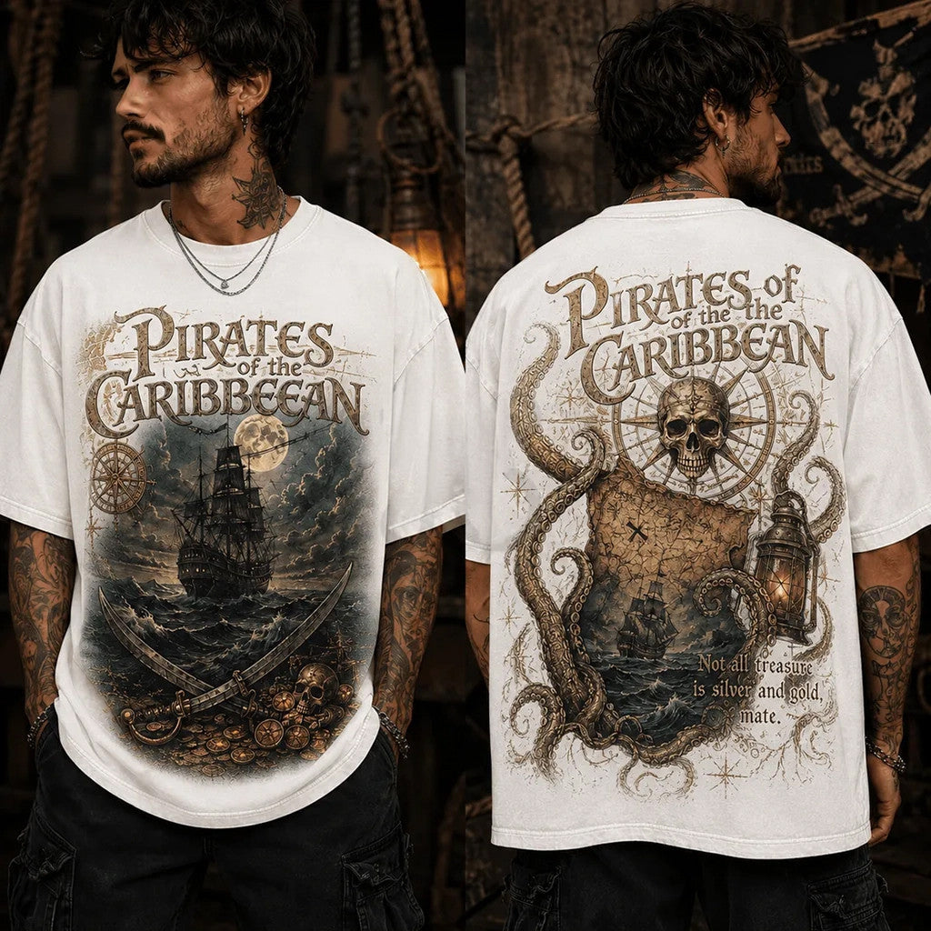 Pirates Of The Caribbean Nautical T-Shirt Vintage Tees Gifts For Movie Fan - Merchluma