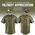 Custom Rocket City Trash Pandas 2026 Military Appreciation Night Jersey Pandas Merch Fan Gifts - Merchluma
