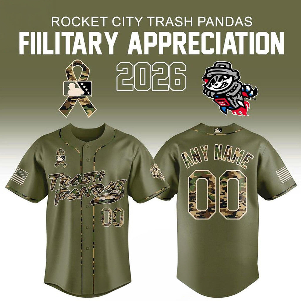 Custom Rocket City Trash Pandas 2026 Military Appreciation Night Jersey Pandas Merch Fan Gifts - Merchluma
