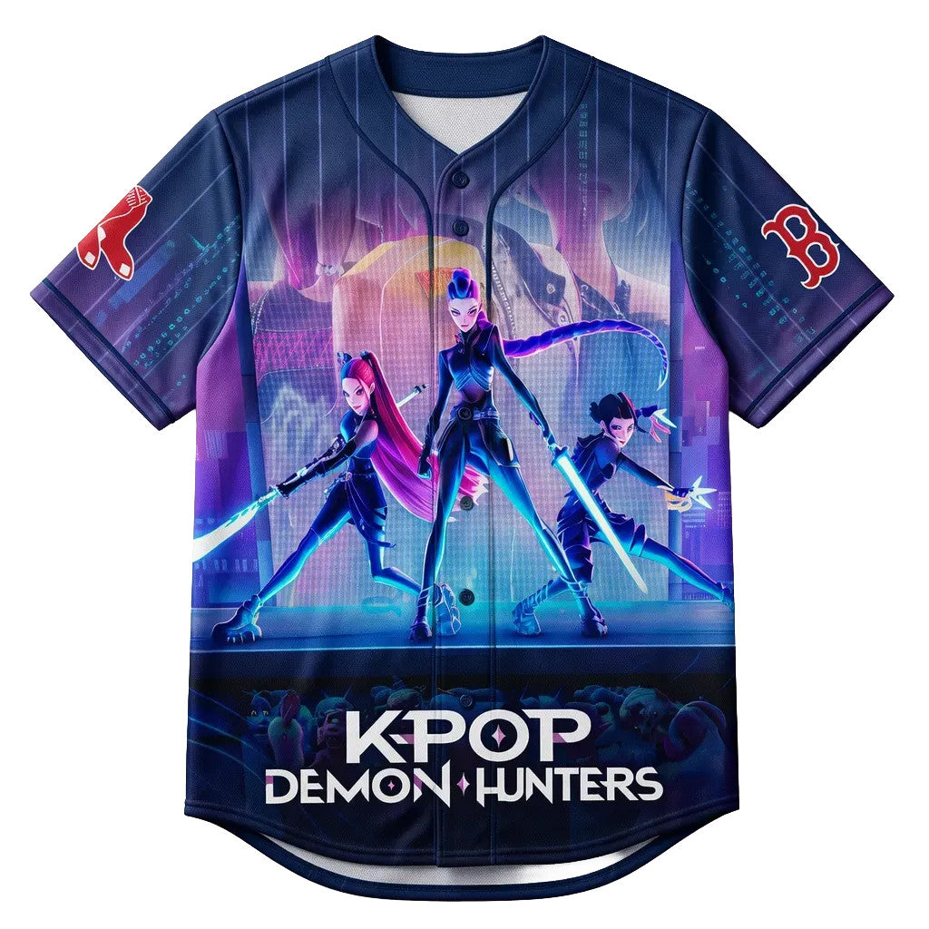Personalized K-Pop Demon Hunters X Boston Red Sox Baseball Jersey Gifts For Baseball Fans - Merchluma