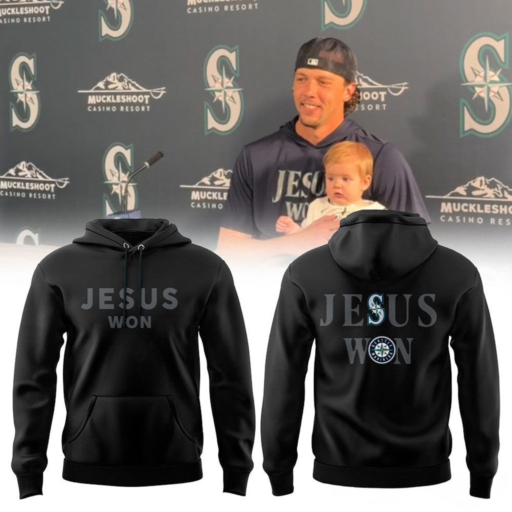 Seattle Mariners JESUS WON 2026 Hoodie Mariners Merch Gifts For Baseball Lovers - Merchluma