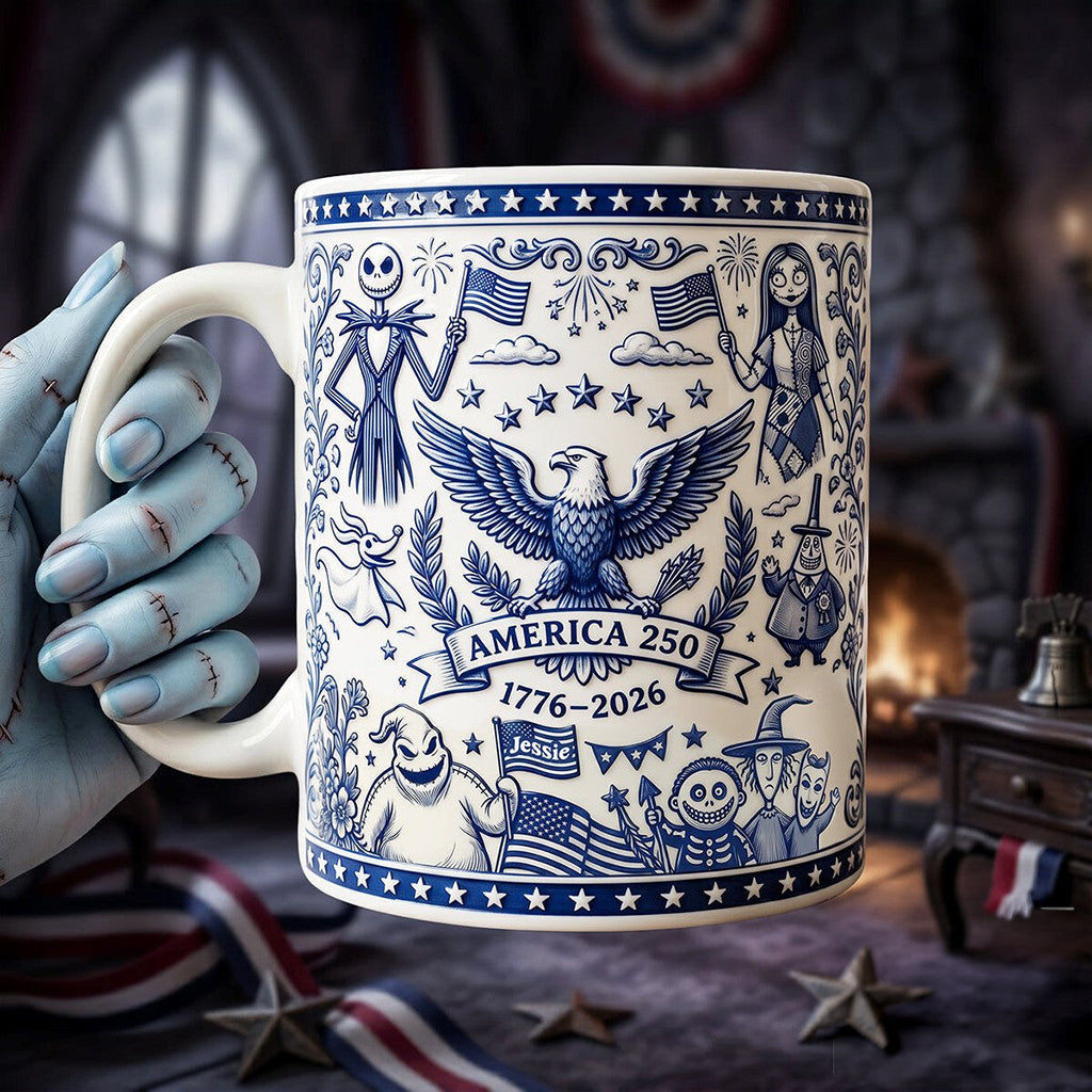 Custom The Nightmare Before Christmas 4Th Of July American Pride 250Th 1776 2026 Mug Best Gifts - Merchluma