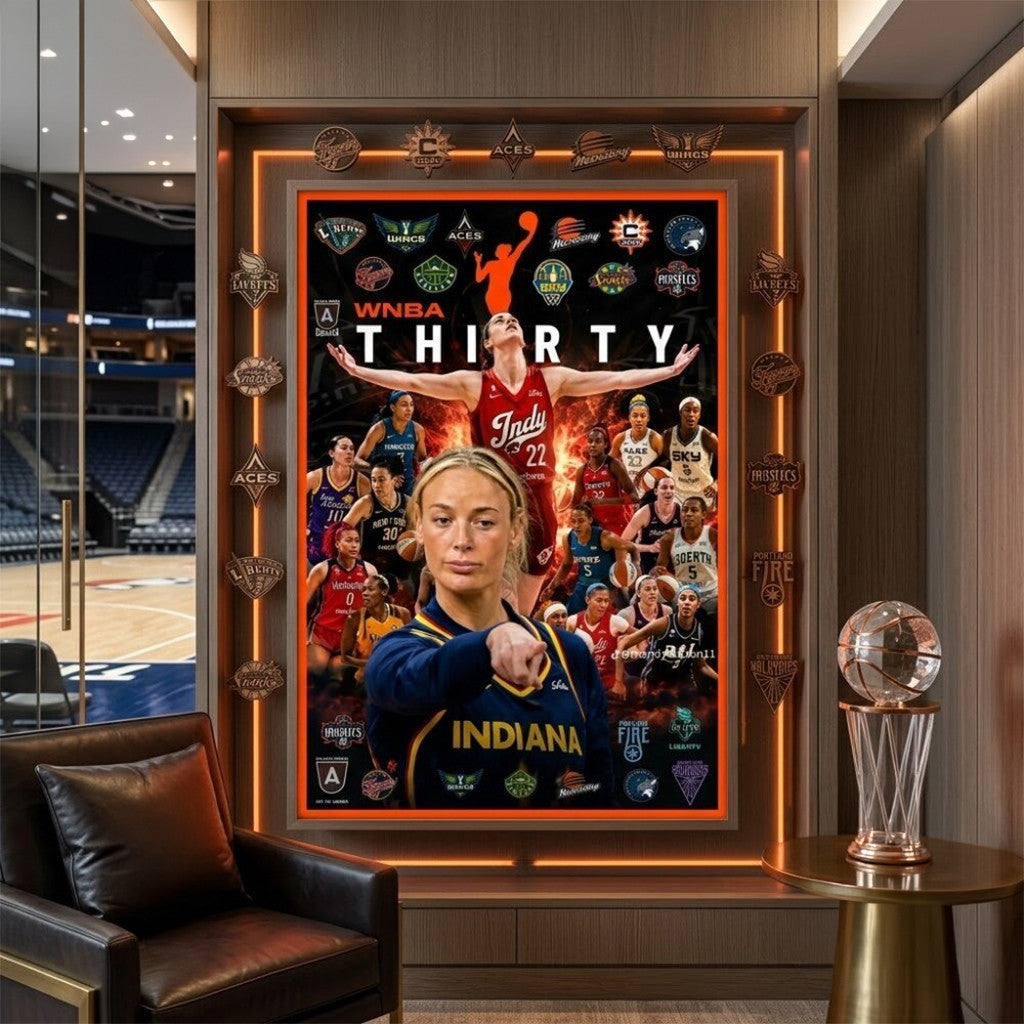 WNBA Thirty 30Th Anniversary Poster Sophie Cunningham Pointing Merch Caitlin Clark Poster Decor - Merchluma