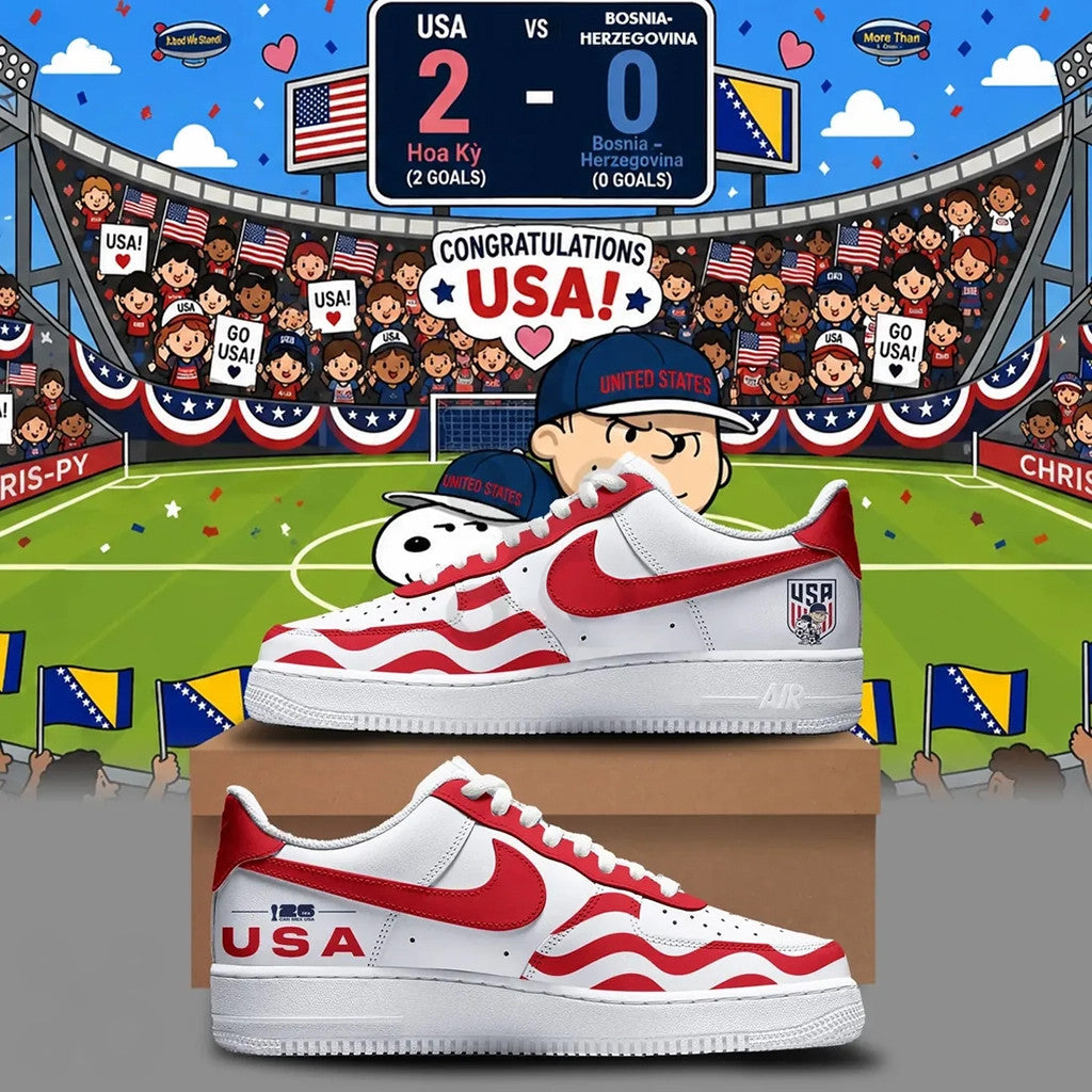 United States Men's National Team 2026 Snoopy Sneakers USA Soccer FIFA World Cup 2026 Merch - Merchluma