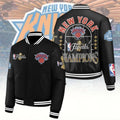 New York Knicks 2026 Finals Champions Black Varsity Jacket Knicks Merch Basketball Lover Gifts - Merchluma