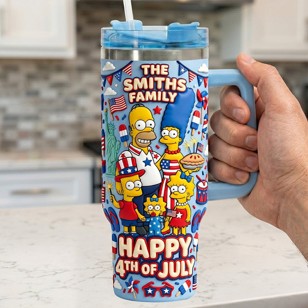Personalized The Simpsons Family Celebrated 4Th Of July Tumbler The Simpsons Merch Fan Gifts - Merchluma