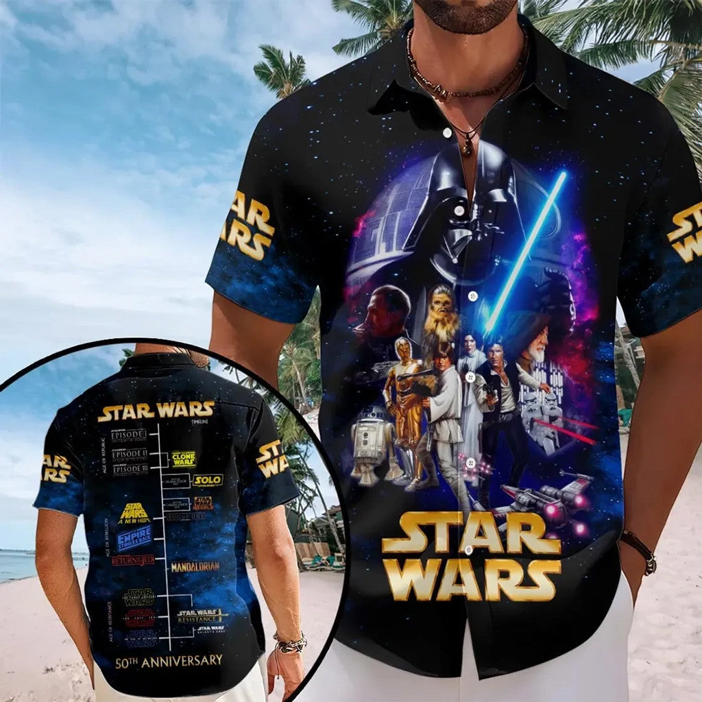 Star Wars 50th Anniversary Darth Vader 2026 Hawaiian Shirt Star Wars Merch Movie Fan Gear - Merchluma