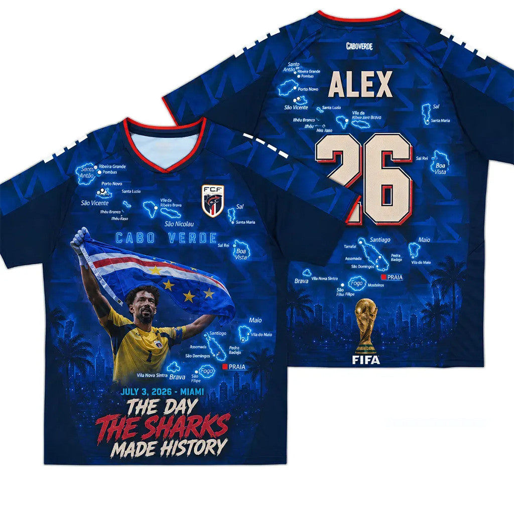 Custom Vozinha Cabo Verde The Sharks Made History 2026 World Cup Commemorative Jersey FIFA Gear - Merchluma