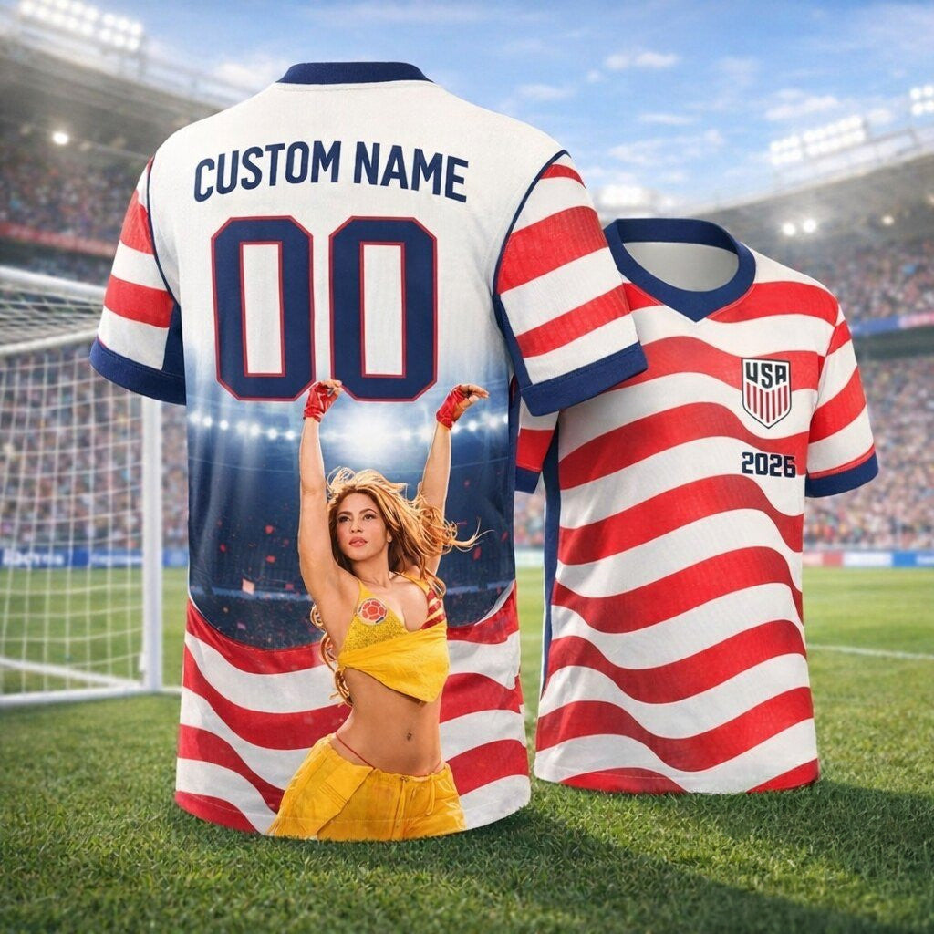 Personalized Shakira X USA World Cup 2026 Soccer Jersey Shirt FIFA WC 2026 Merch Game Day Gear - Merchluma
