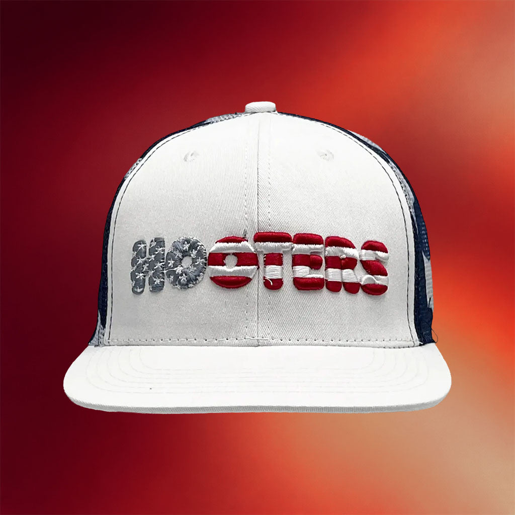 Hooters Merch 2026 Hooters Flag Logo Trucker Hat Embroidered Patriotic Gift For Dad - Merchluma