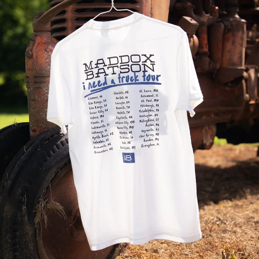 Maddox Batson Merch 2026 MB I Need A Truck Tour Shirt White Best Gift For Music Lovers - Merchluma