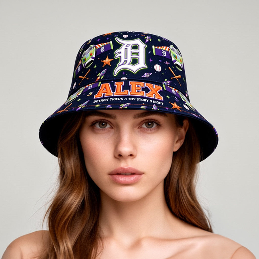 Custom Detroit Tigers X Toy Story 5 Night Bucket Hat Detroit Tigers Merch Gift For Fans