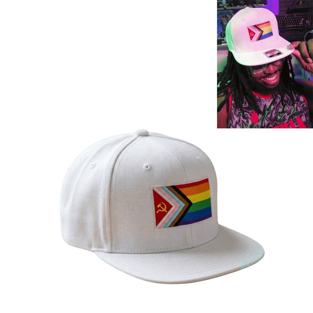 Progress Pride Snapback Hat Embroidered LGBTQ Cap Gifts For Gays