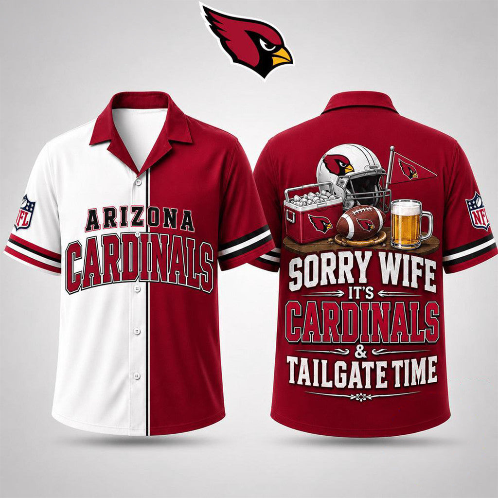 Arizona Cardinals Merch Sorry Wife It's Cardinals And Tailgate Time Hawaiian Shirt Funny Gifts