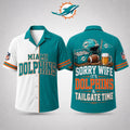 Miami Dolphins Merch Sorry Wife It's Dolphins And Tailgate Time Hawaiian Shirt Football Fan Gift