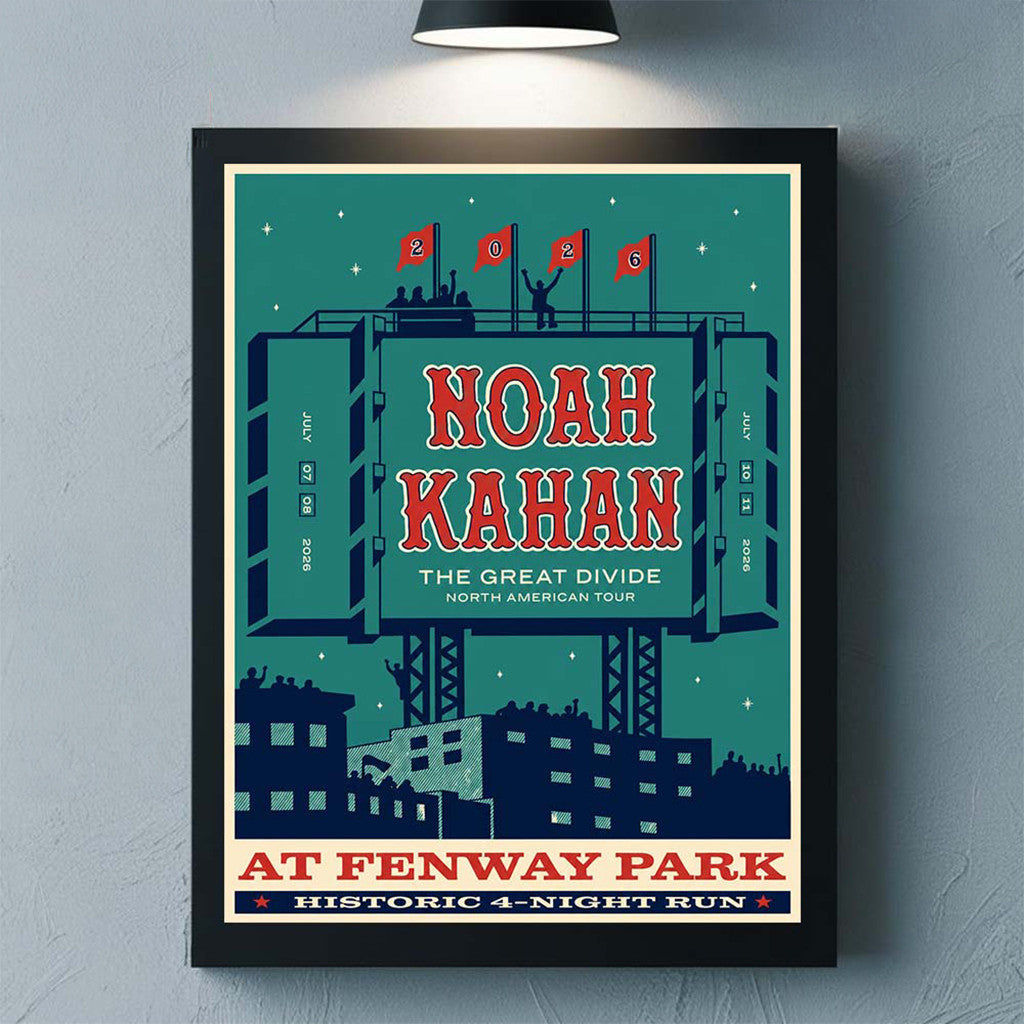 Noah Kahan Live In Boston 2026 Poster At Fenway Park On July 7 8 10 11 2026 Home Decor Fan Merch