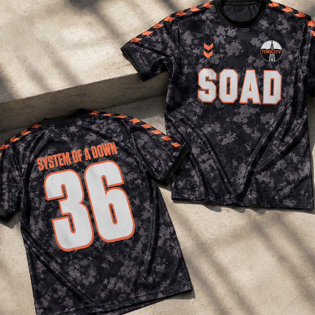 System Of A Down EU And UK Tour Number 36 Toxicity Camo Jersey Shirt SOAD Merch Gift For Fans