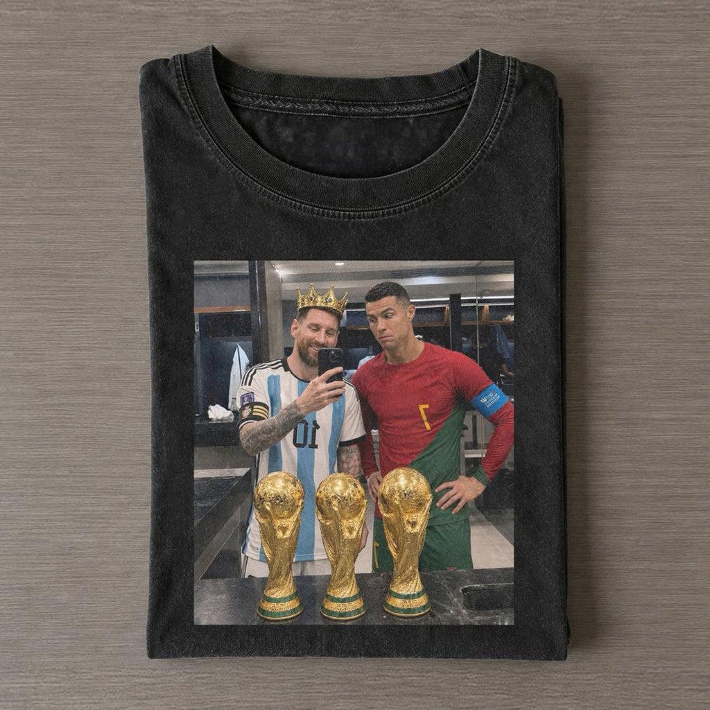 Vintage Messi Ronaldo World Cup Selfie T-Shirt FIFA 2026 Merch Gifts For Football Fan