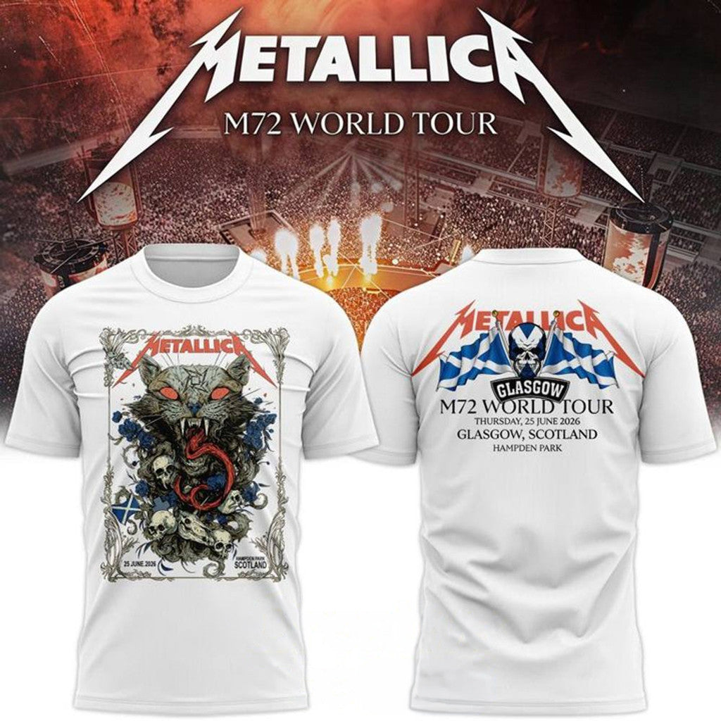 Metallica M72 World Tour Glasgow Special T-Shirt Metallica Merch Gifts Ideas For Music Fans