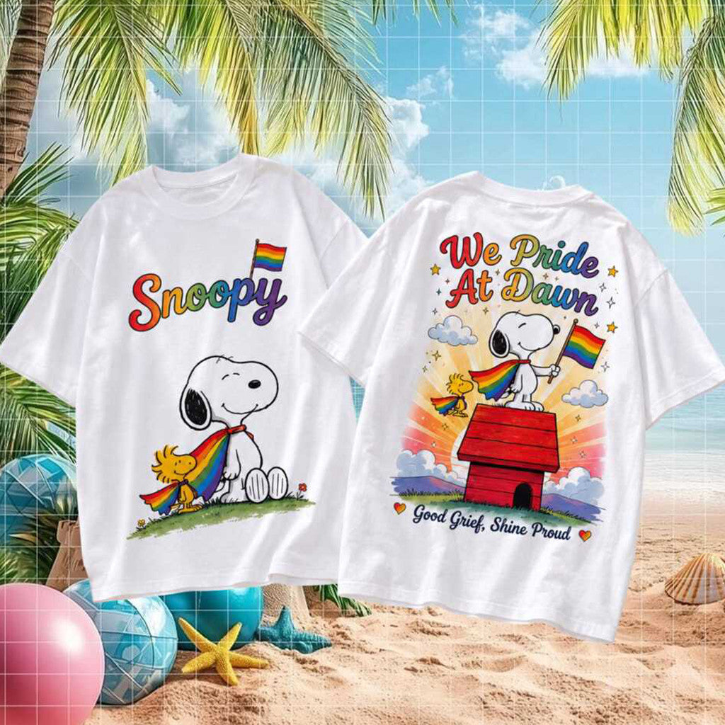 Retro Snoopy We Pride At Dawn Rainbow Shirt Pride Month Gifts Ideas
