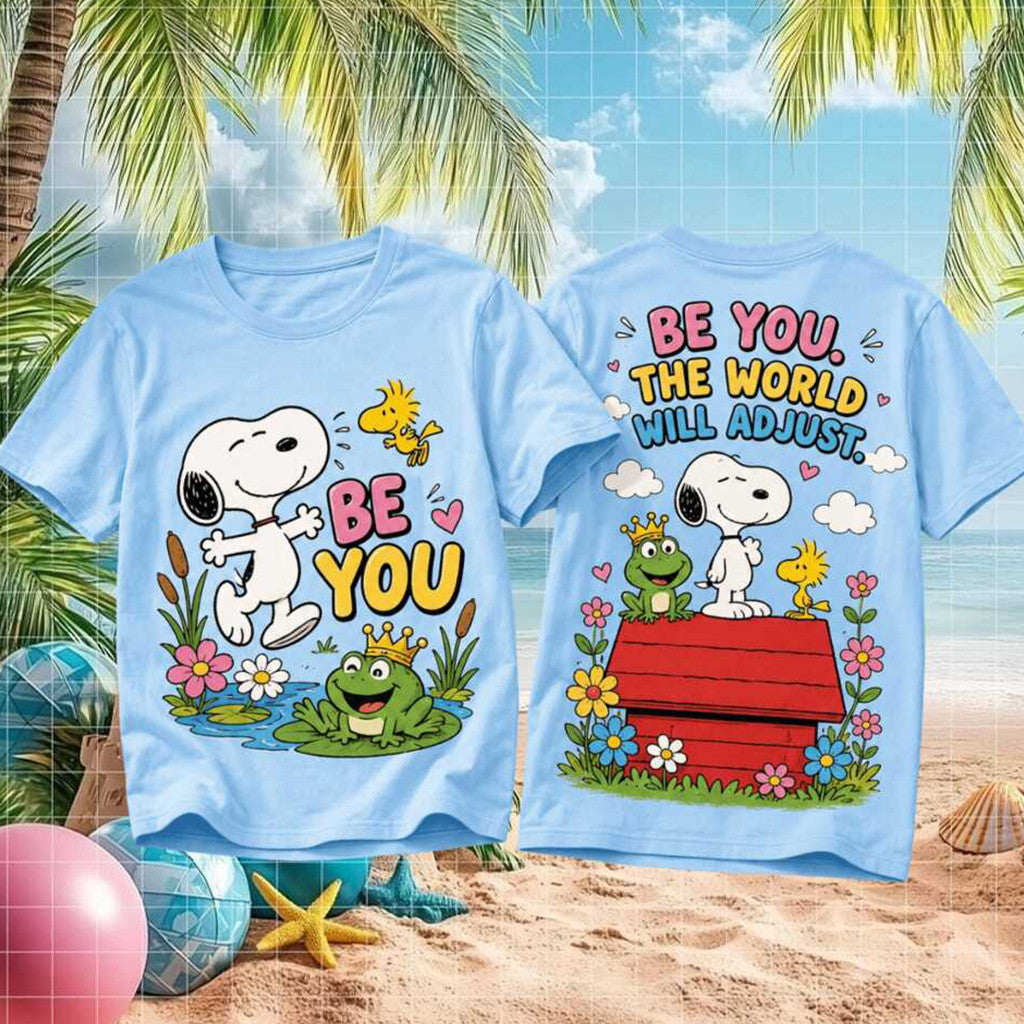 Snoopy Be You The World Will Adjust Shirt Peanuts Cartoon Merch Positive Gifts Ideas