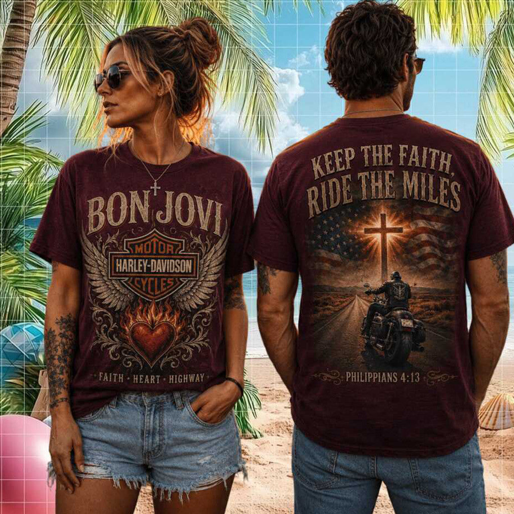Bon Jovi Keep The Faith Vintage Harley Davidson Biker Tour Shirt Bon Jovi Merch Christian Gifts