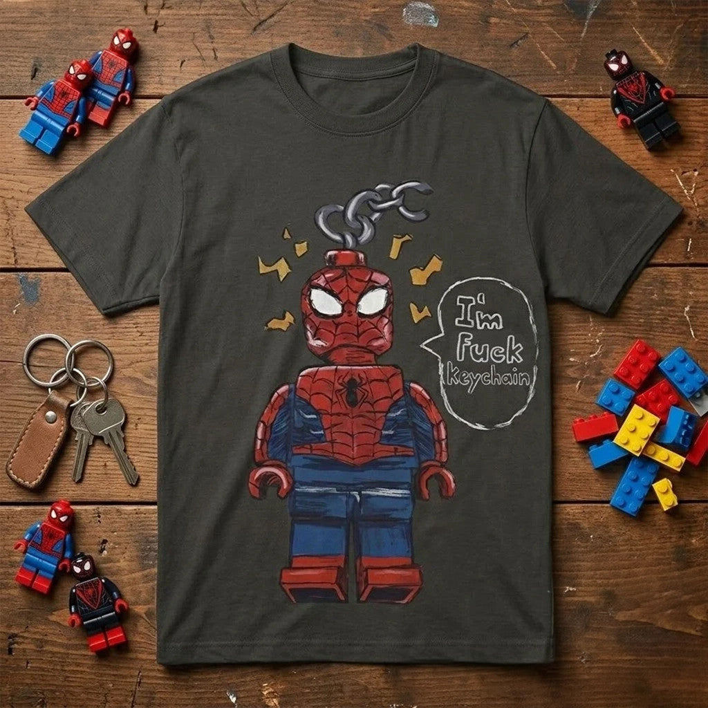 Spider-Man Lego I'm F Keychain T-Shirt Best Birthday Gift For Son