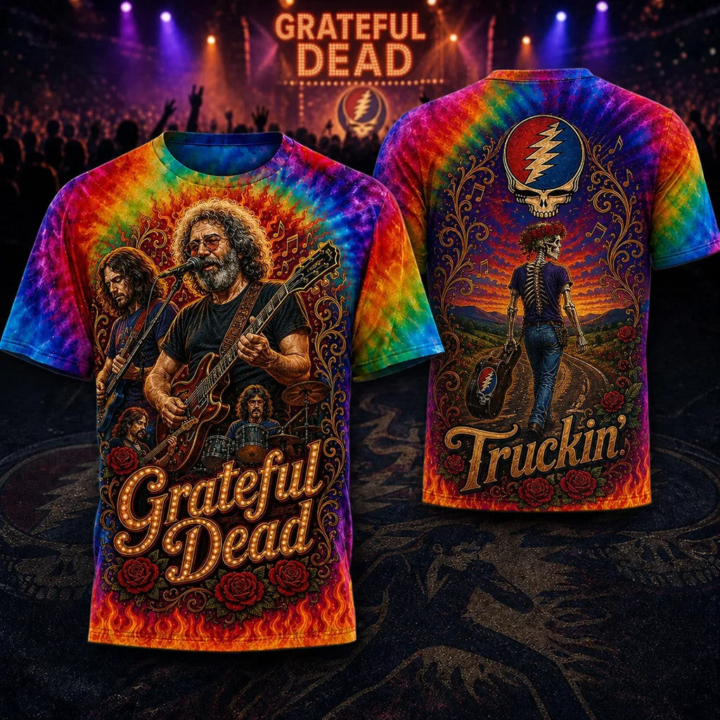 Grateful Dead Jerry Garcia Rainbow T-Shirt 2026 Grateful Dead Merch Gift For Rock Fans