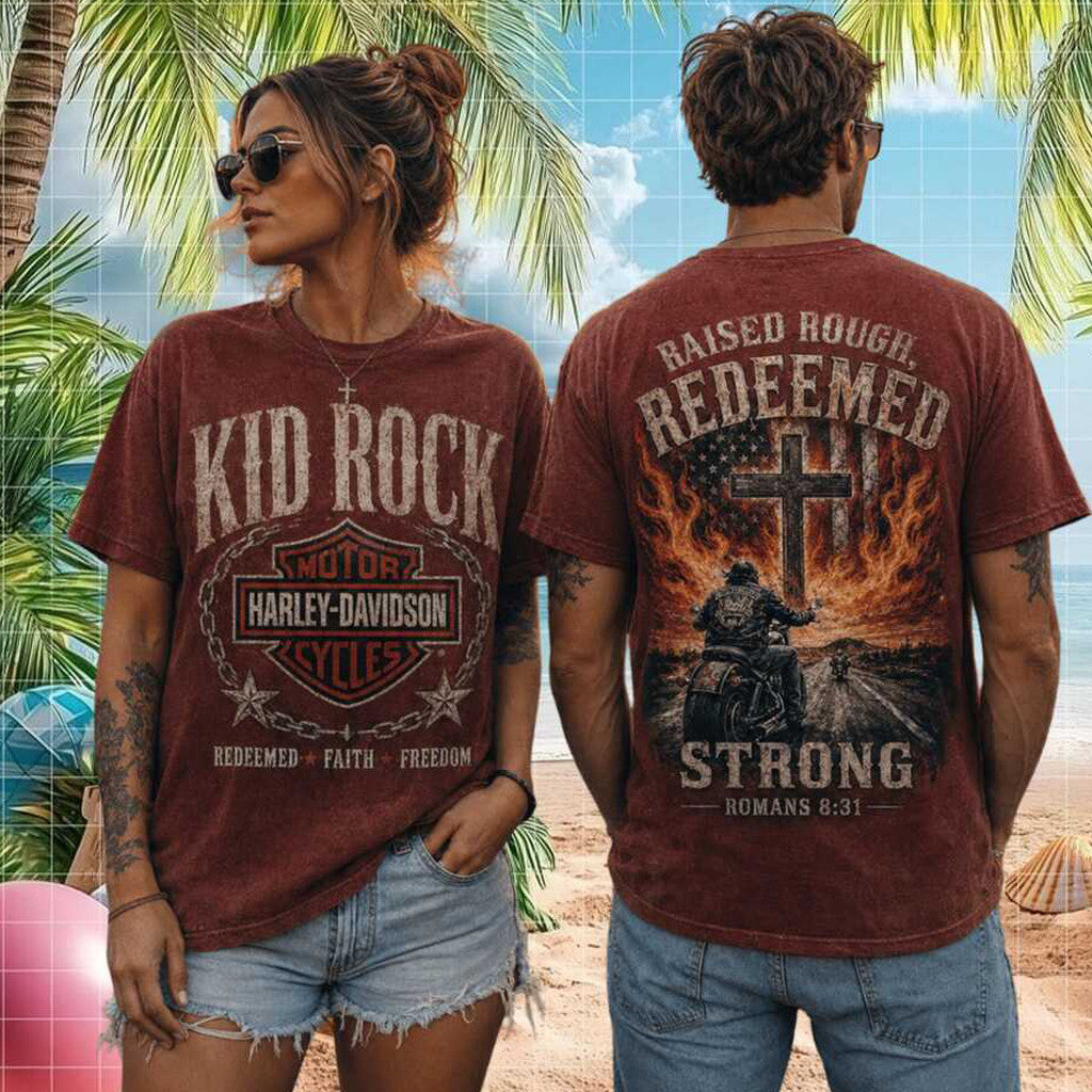 Kid Rock Raised Rough Redeemed Strong Vintage Harley Davidson Tour Shirt Kid Rock Merch 2026